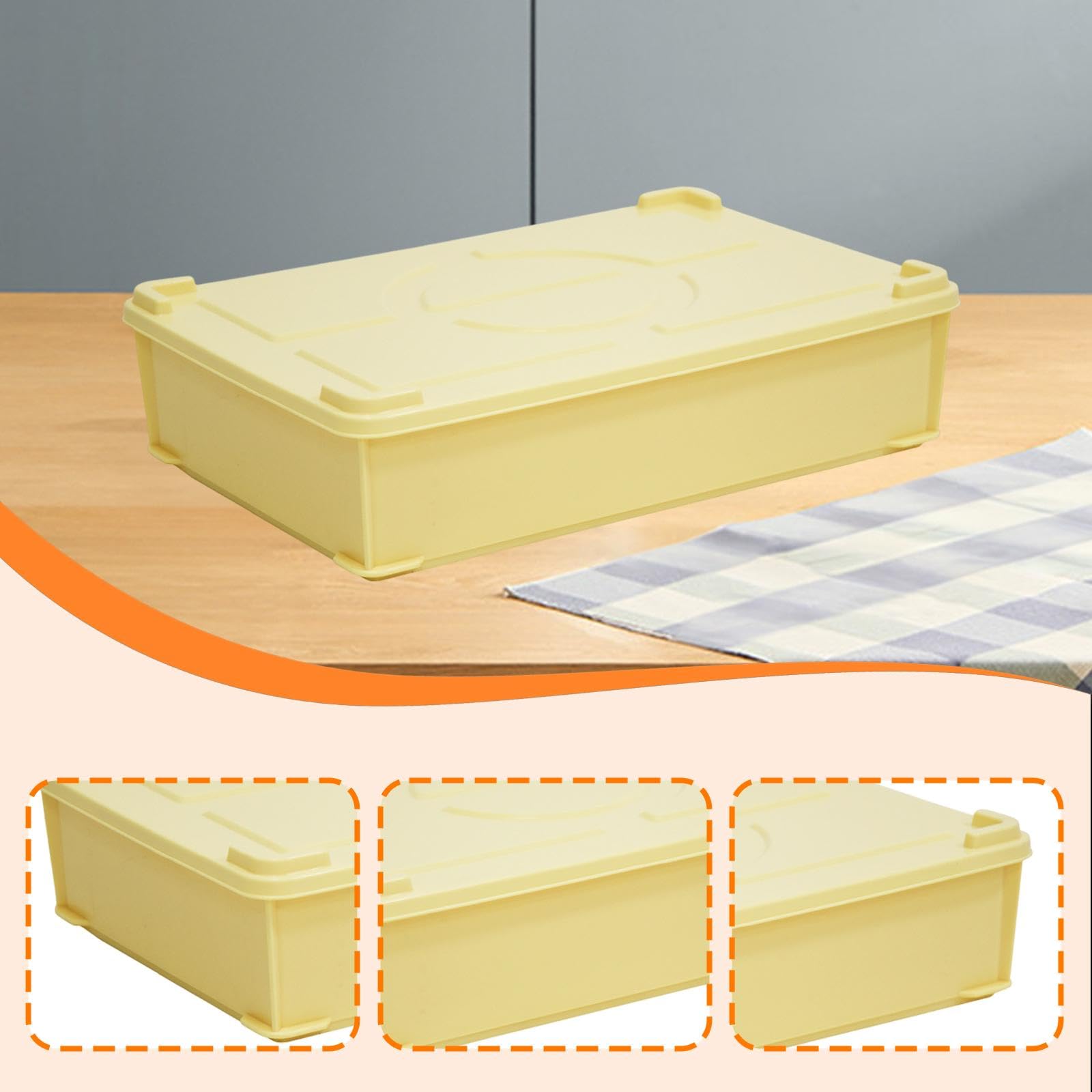 Boîte de Fermentation Pâte Pizza Plateau Rangement Aliments Bac Réfrigérateur Empilable Solide Facile à Nettoyer Utilisable pour Restaurant, Jaune Grand