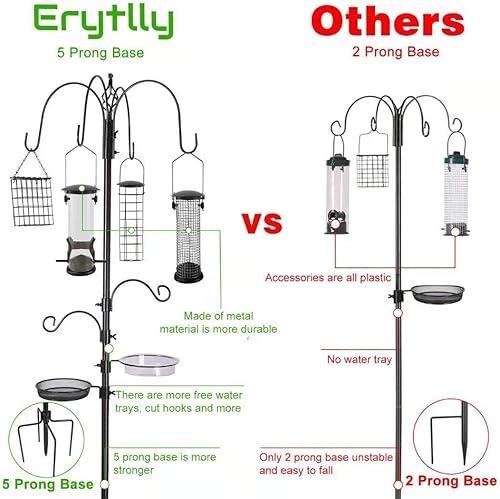 Miniatura 9 de ERYTLLY Kit de estación de alimentación de pájaros, bastones de comedero múltiple, kit de alta calidad para colgar con jaula de sebo y baño de
