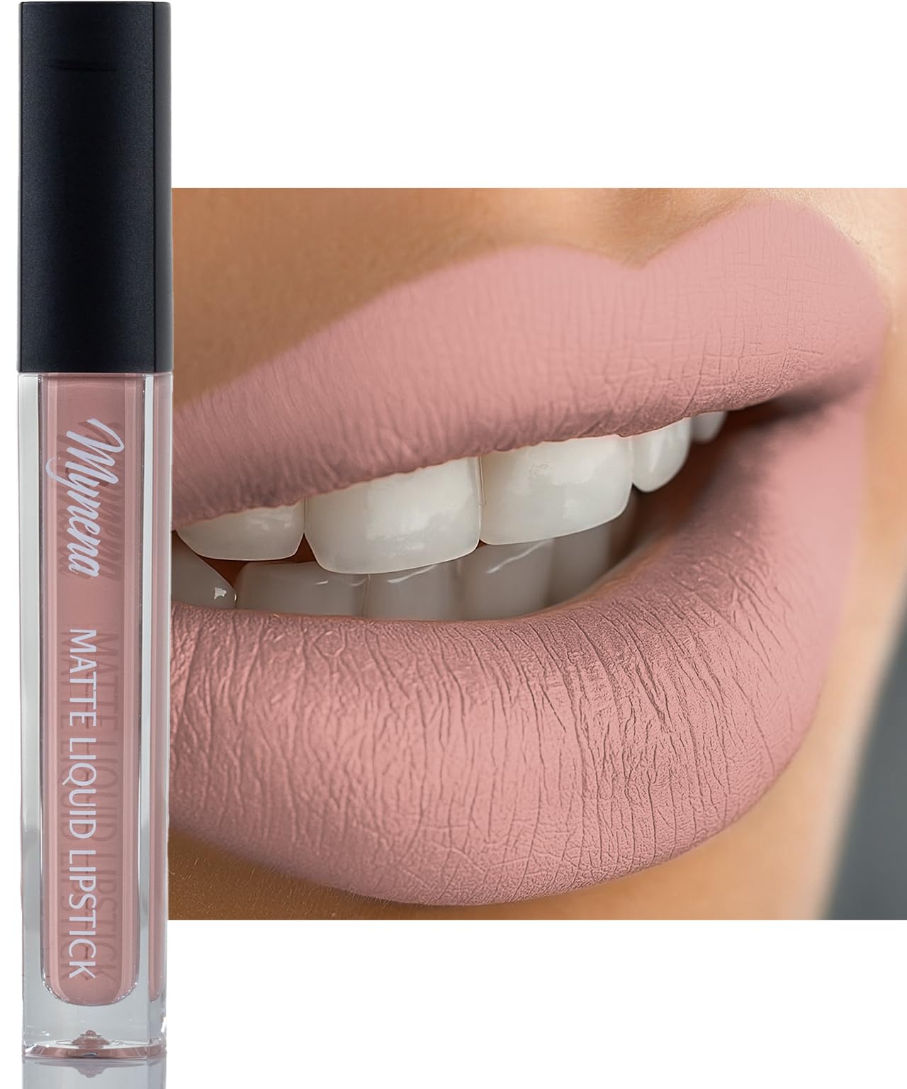 Mynena Soft Peachy Pink Matte Liquid Lipstick | Long-Lasting Comfort | Smudge-Proof Transfer-Resistant Vegan & Cruelty-Free | Full Coverage Non-Drying True Pigment | All-Day Wear Lip Color | Amelia