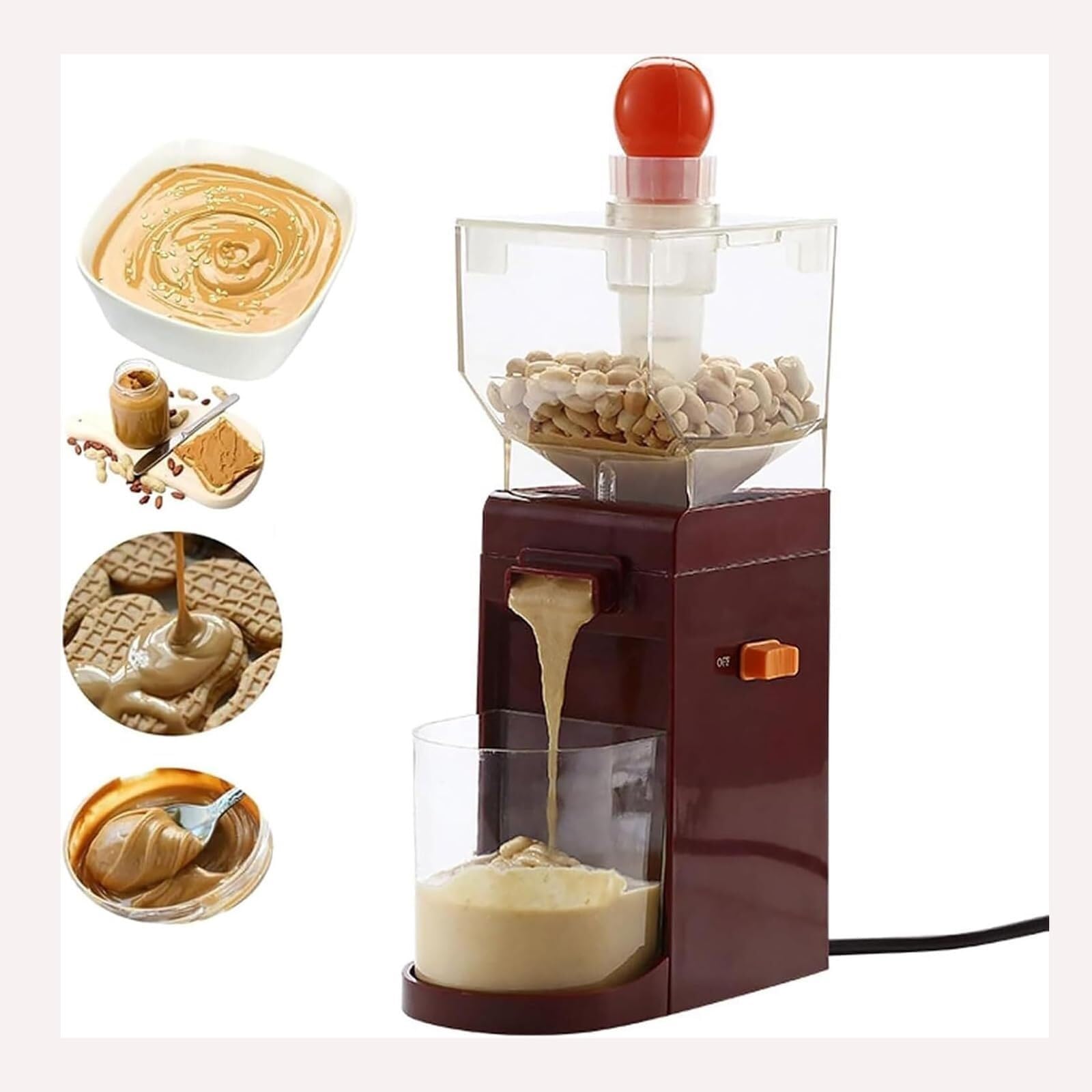 Burro elettrico per noci, 500 ml, con disco abrasivo rimovibile, base antiscivolo per arachidi, anacardi, mandorle, nocciole