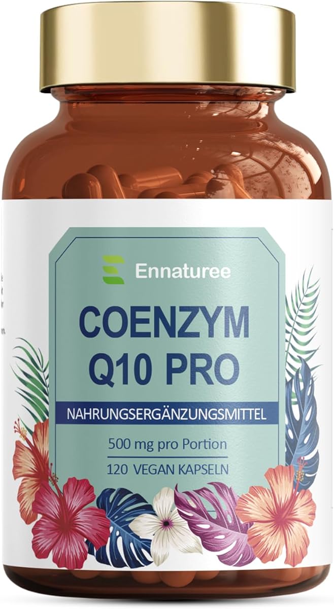 Q10 Kapseln Hochdosiert, 120x mit 500mg Coenzym Q10 Pro Kapsel, Hochwertiges Vegan aus Fermentation - ohne unerwünschte Zusätze, Vorrat für 4 Monate