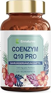 Coenzym Q10 Hochdosiert - 500mg pro Kapsel, CoQ10 Hochwertiges Vegan aus pflanzlicher Fermentation- ohne unerwünschte Zusätze, 120 Kapseln für 4 Monate