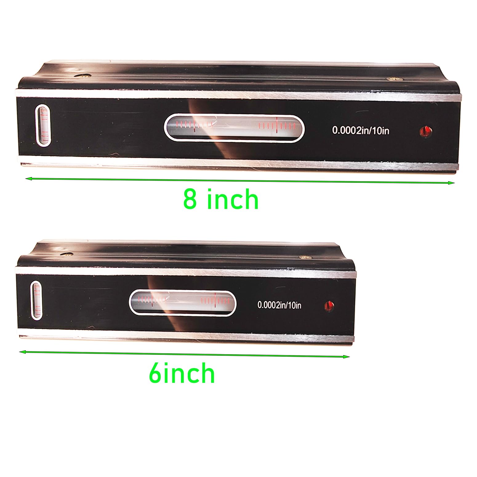 Nivel de precisión profesional de 8 pulgadas con caja de Al duradera, nivel de tira de precisión de 0.0002/10 pulgadas para comprobar el paralelismo de rectitud, enseñanza de fabricación de