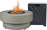 Vista 1 de Fogata de propano para exteriores de 32 pulgadas con cubierta de tanque de 20 libras, fogatas de propano de 50,000 BTU para patio exterior con tapa