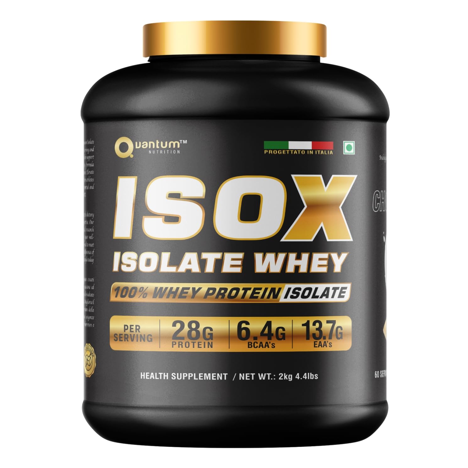 Quantum NUTRITIONISO-X 2Kg | Isolate Whey Protein | USA Sourced | 28g Protein Per Serving | 6.4g BCAA, 13.7g EAA | 60 servings (Chocolate)