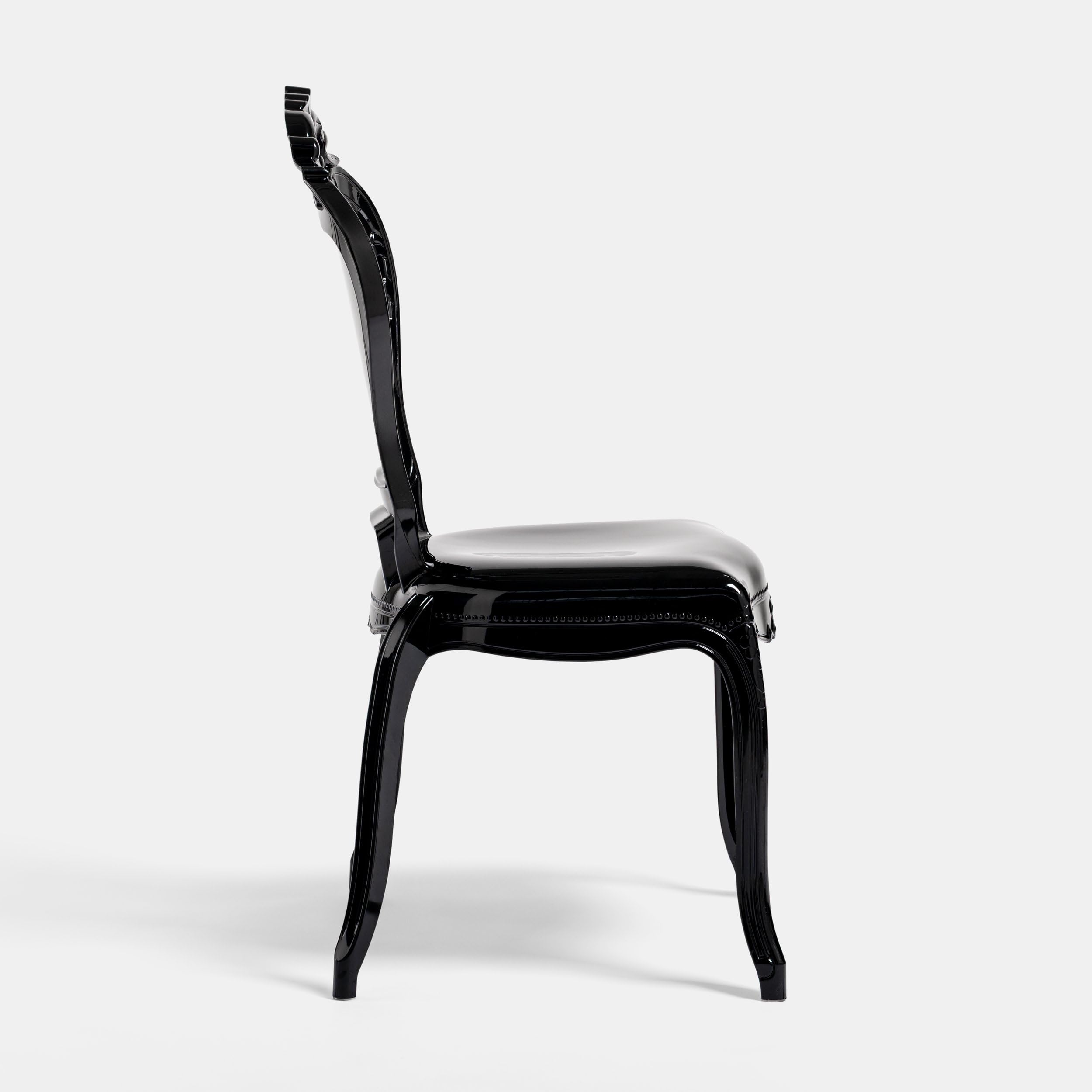 Biscottini Sedie in Policarbonato Nera - Sedia Cucina Soggiorno 53x50x97,5 - Poltrone Barocche Sala da Pranzo Camera da Letto - Poltrona in Plastica da Esterno Moderna Matrimonio Cerimonie
