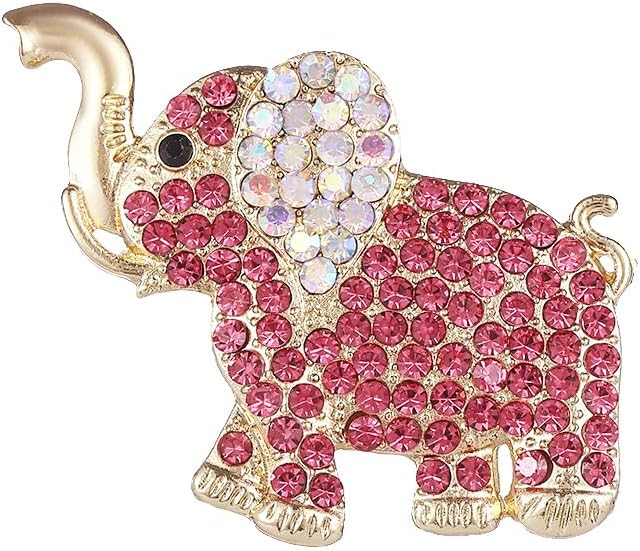 Rhinestone Pink Elephant Brooches for Women Cute Animal Pet Elephant Pins Collar Dress Hat Broach Birthday Holiday Gifts Fashion Accessories Jewelry