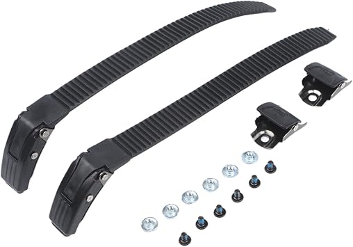 Inline Skate Strap Buckles 2 Pack, Plastic Fastening Bands for Quad Roller Skates and Ice Hockey Shoes, Black