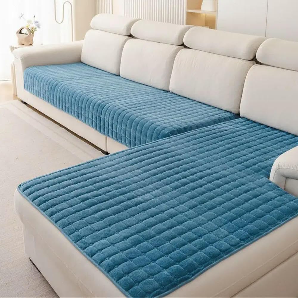 VIXDA Plush plaid sofa cushion non-slip four seasons universal living room sofa cover simple thickened velvet cushion towel
