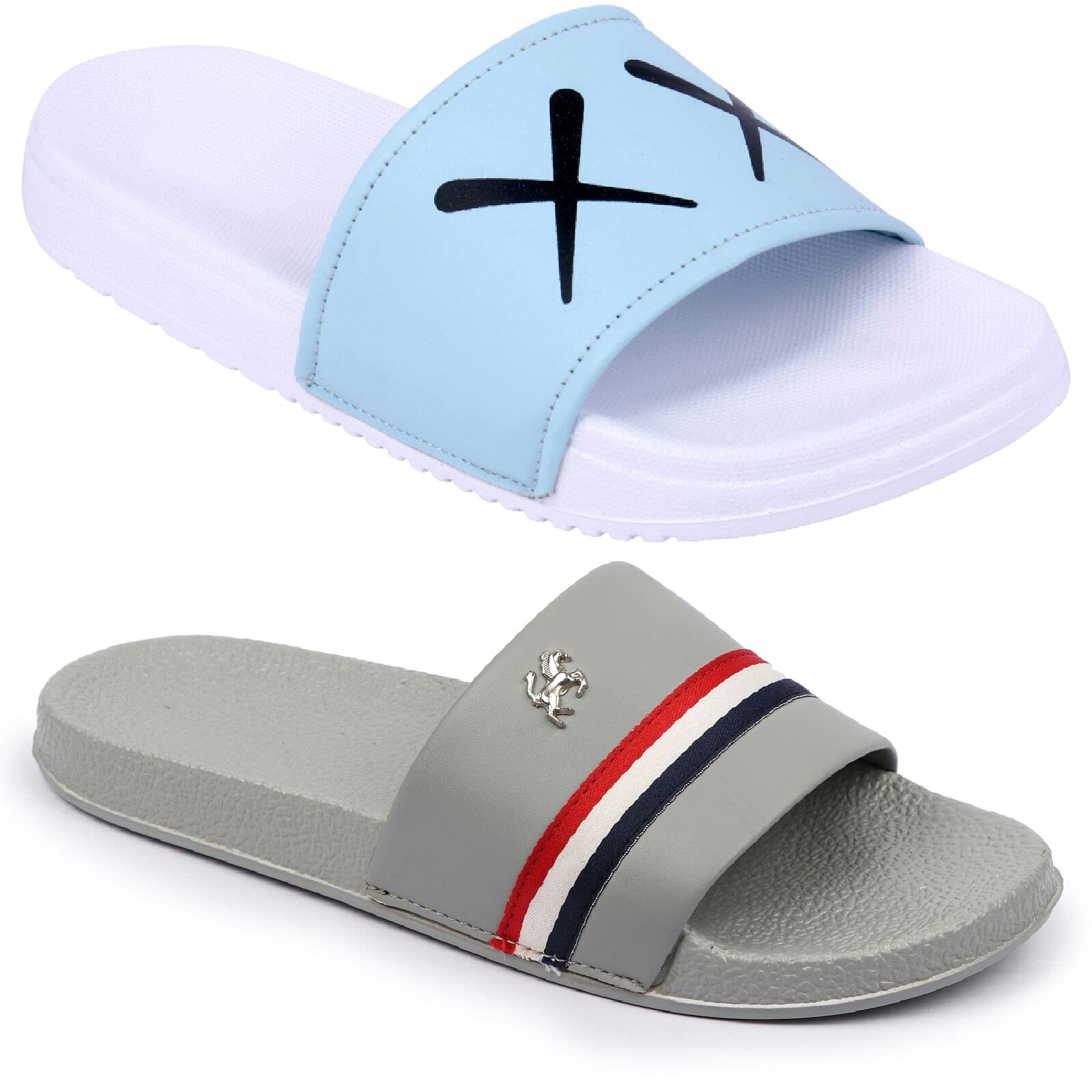 PERY-PAO Combo Mens Sliders Sky Blue, Brown, White, Red, Black, Grey Flipflop & Slippers, 10 UK (B09HM95NK6) Amazon Price History, Amazon Price Tracker