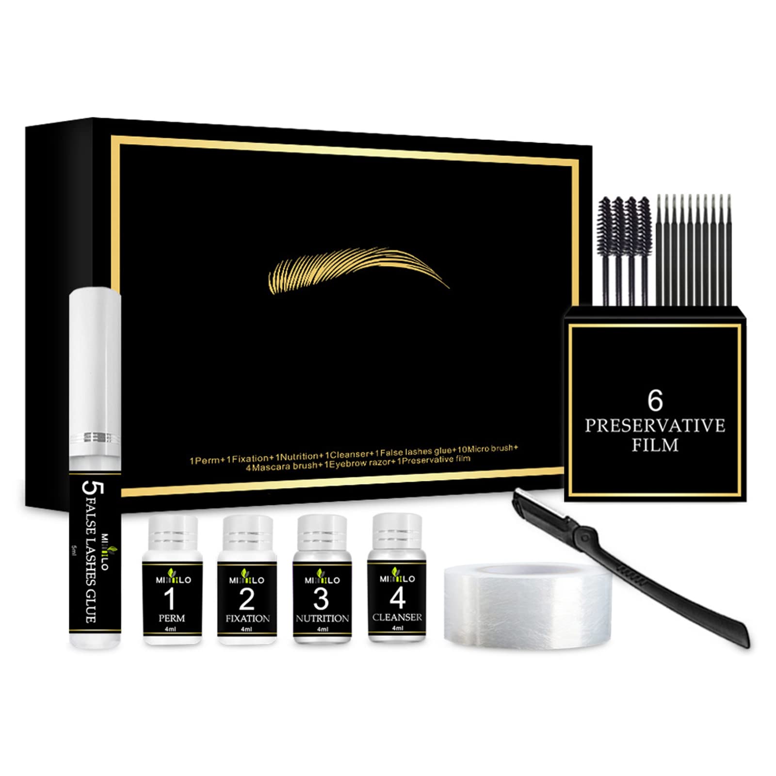 Kit Laminación de Pestañas y Cejas 2 en 1, JasCherry Kit Elevación Cejas Profesional, Permanente de Cejas de Bricolaje para Cejas más Completas y Gruesas, Larga Duración 8 Semanas