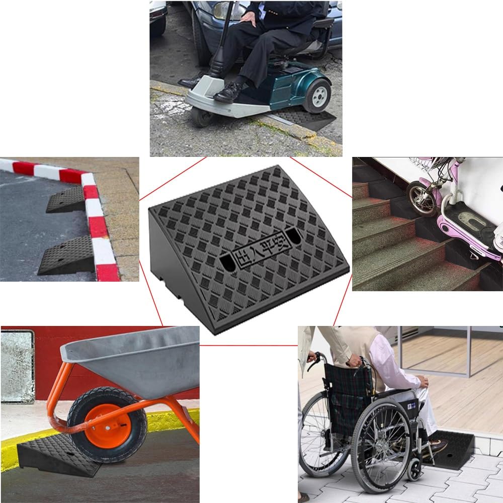 Rampa krawężnikowa, rampa podjazdowa, Lekkie rampy podjazdowe o wysokości 2" 3" 5" 7" do drzwi, garażu, magazynu, wózka dziecięcego, skutera(Giallo,H 11cm/4.3")