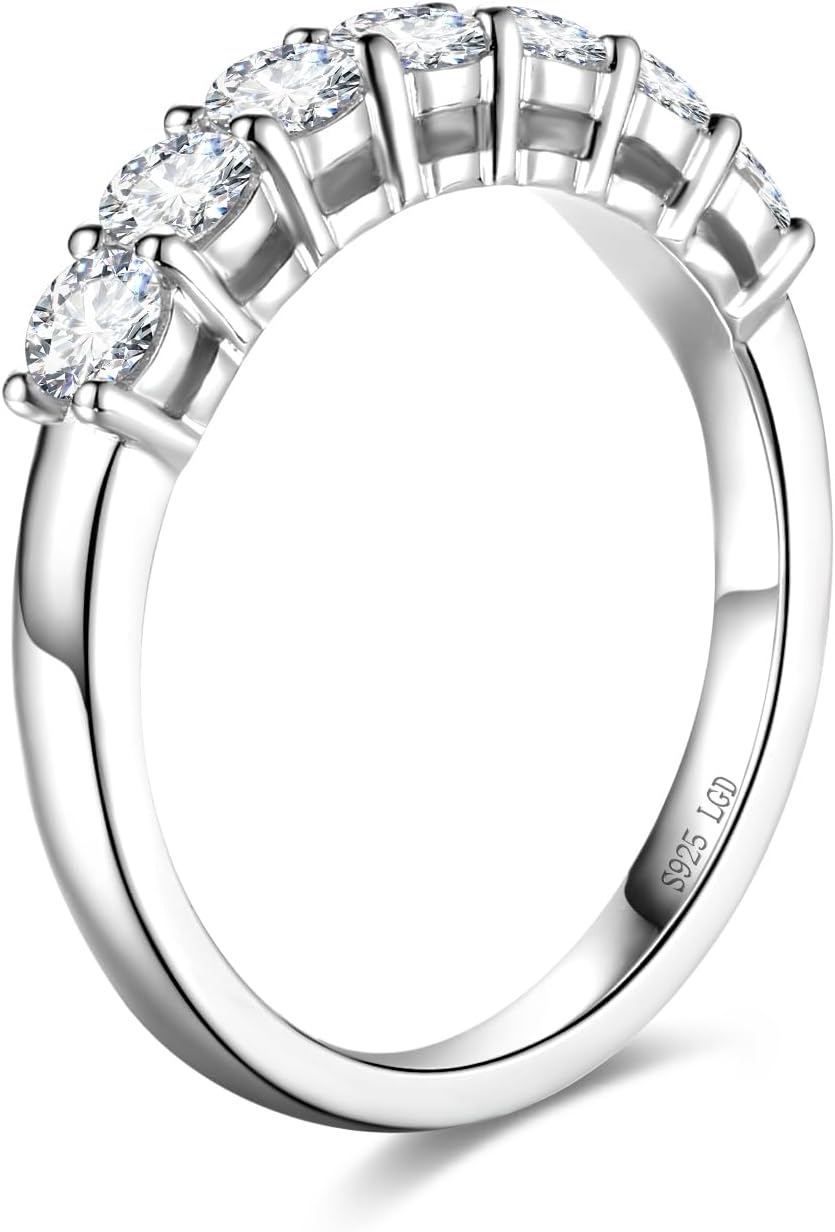 AGVANA Valentines Day Gifts Lab Grown Diamond Ladies Eternity Wedding Bands in Sterling Silver Engagement Promise Wedding Anniversary Stackable Band Ring for Women (D-E Color, VS Clarity), Size 5-9 - Image 5