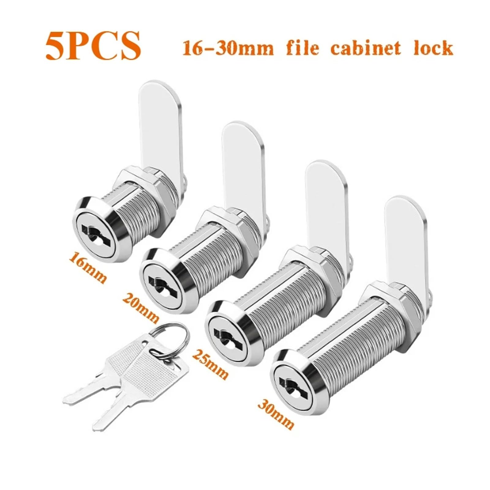 Zamki Do Szafek Ze Stopu Aluminium Z Kluczami | 16-30mm 5 szt. do szafki z szufladami Skrzynka na listy Skrzynka narzędziowa: Dostęp zamykany na klucz(5PCS 30mm)
