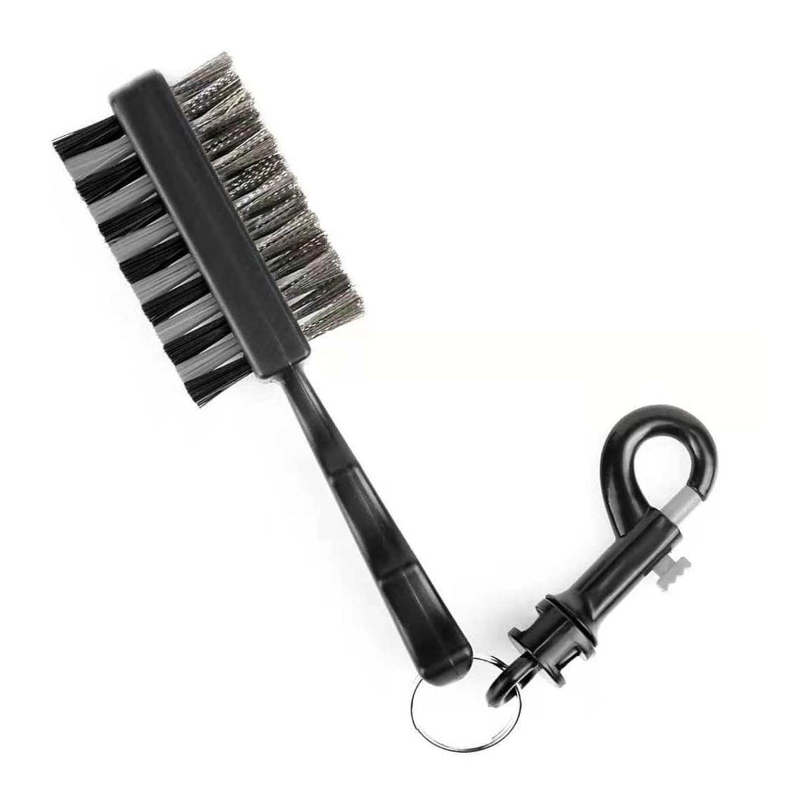 Spazzola Doppia Per Pulizia Mazze Da Golf - Lato Nylon E Lato Ottone, Manico Corto Portatile Con Moschettone
