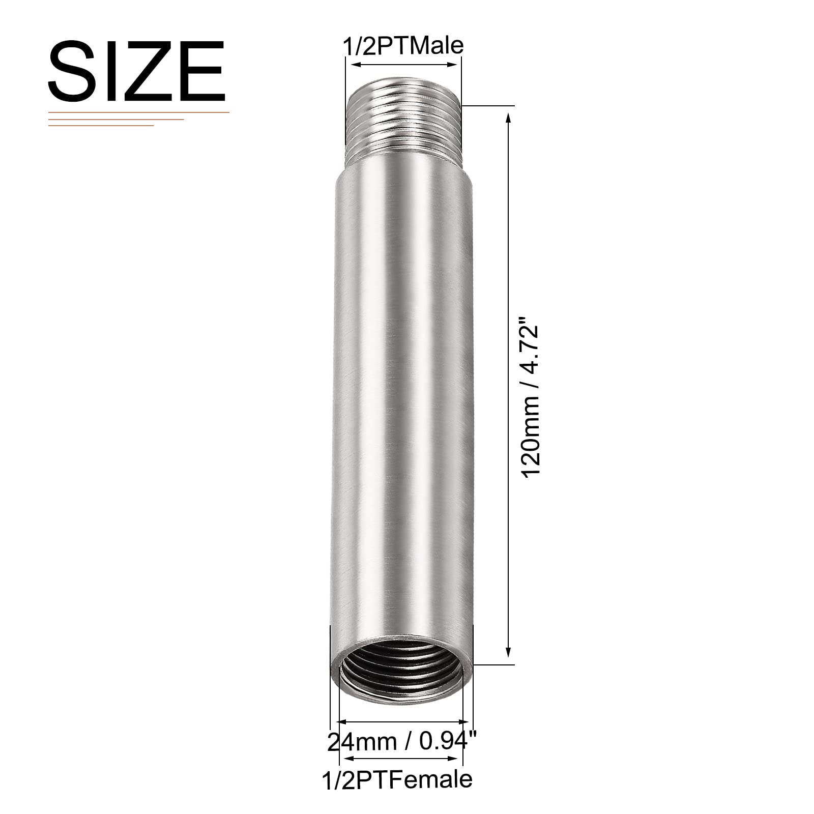 DTGN 4.72"x0.94"(LxD) Shower Head Extension Tube Pipe Fittings, 1Pack, Good for Bathroom - Image 2