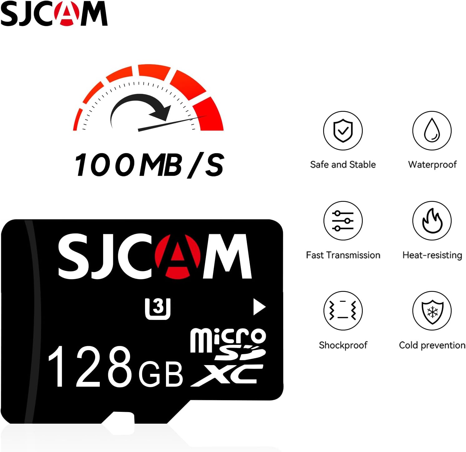 SJCAM 128GB microSDXC Memory Card, Up-to 100 MB/s, 4K UHD, U3, for Action Camera, Mobile Phone, and Tablets