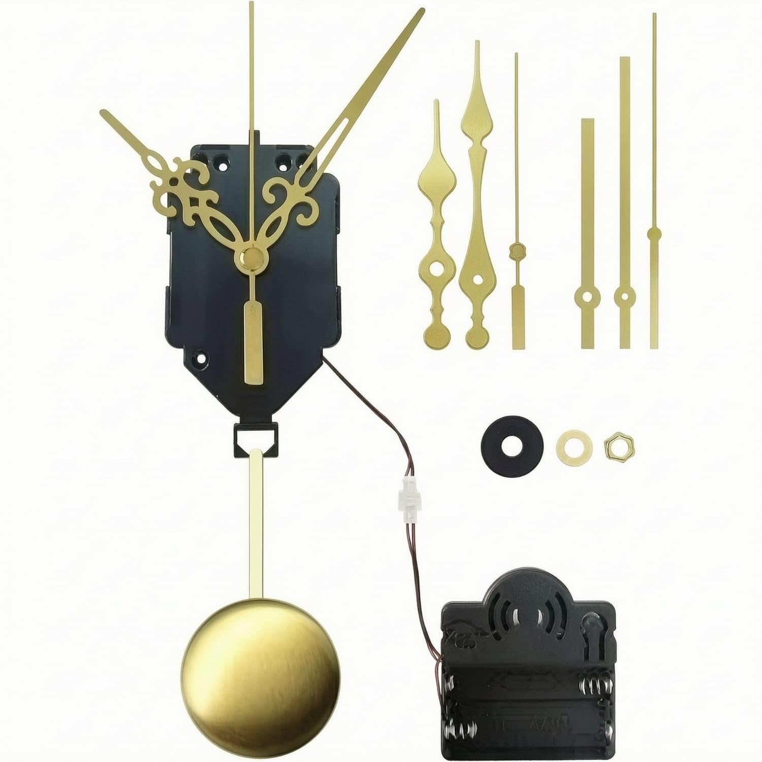 DIY Quartz Clock Movement with Pendulum Battery-Operated Pendulum Clock Movement Kit for Hobbyists, Clockmakers, Set Gold a-picture-26