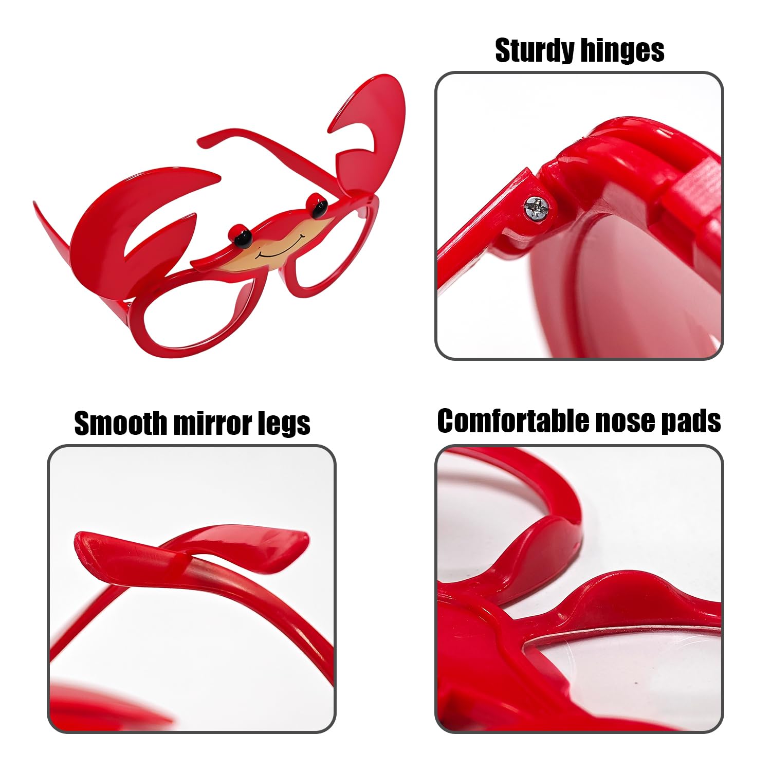 MXGHWG 2 Pieces Of Glasses, Crab And Shark Pattern Fun Glasses, Hawaiian Novelty Style Sunglasses - Image 3