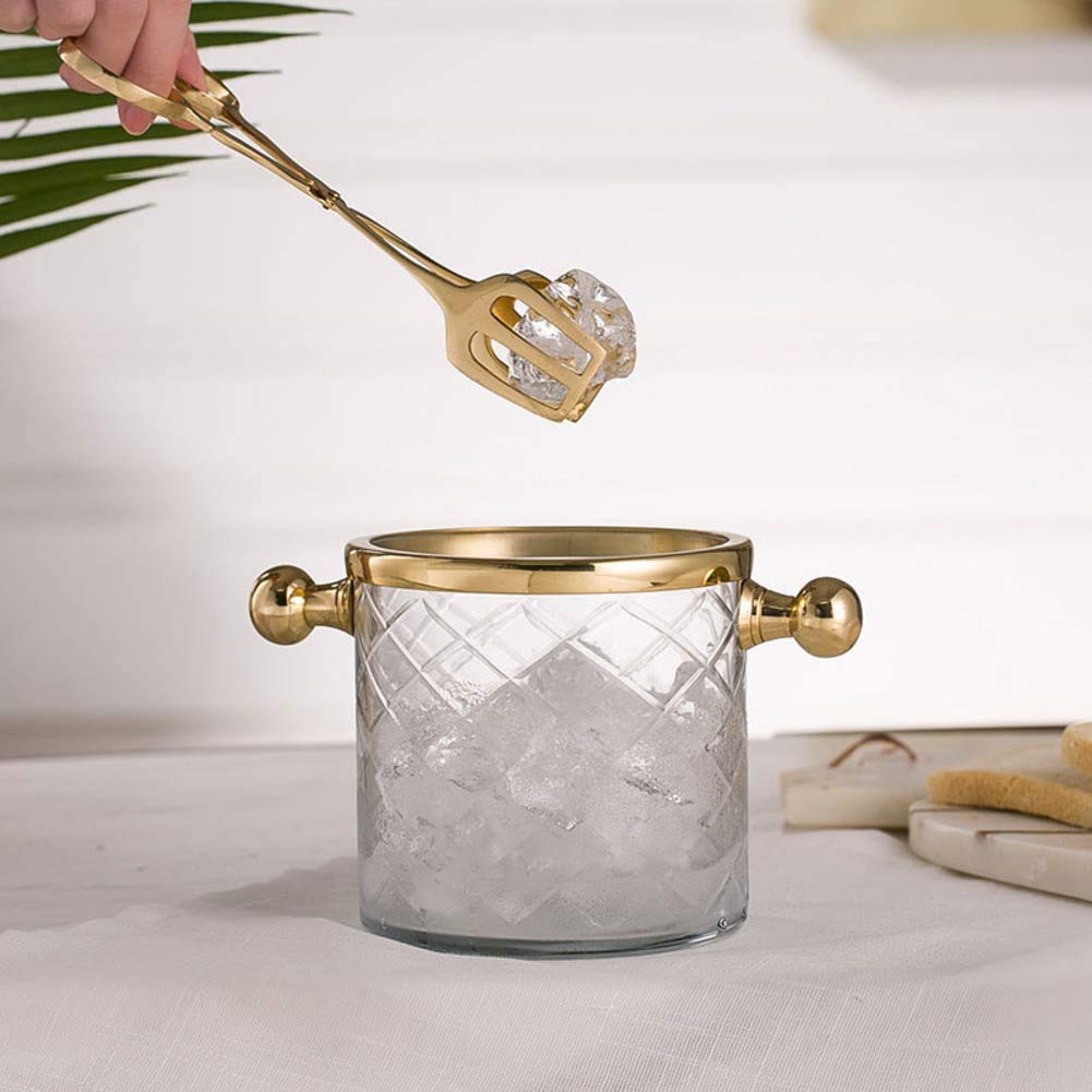 Cubitera de Cristal con asa y Pinzas: el Enfriador de Bebidas Ideal para Cerveza, Vino, champán y Prosecco.