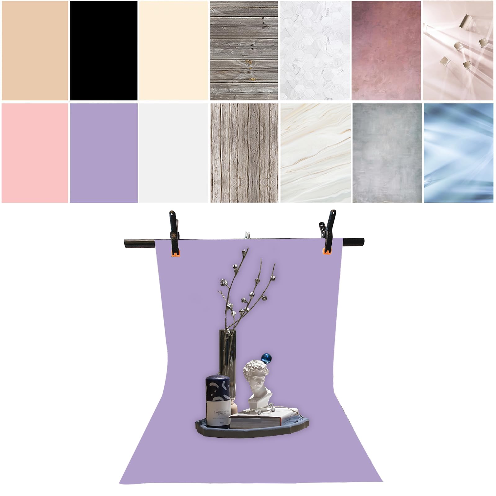 iprotech 7PCS 14Patterns Double-Sided Photography Background Paper, Waterproof Reusable 34x23in Flat Lay Photo Tabletop Backdrops for Product Food