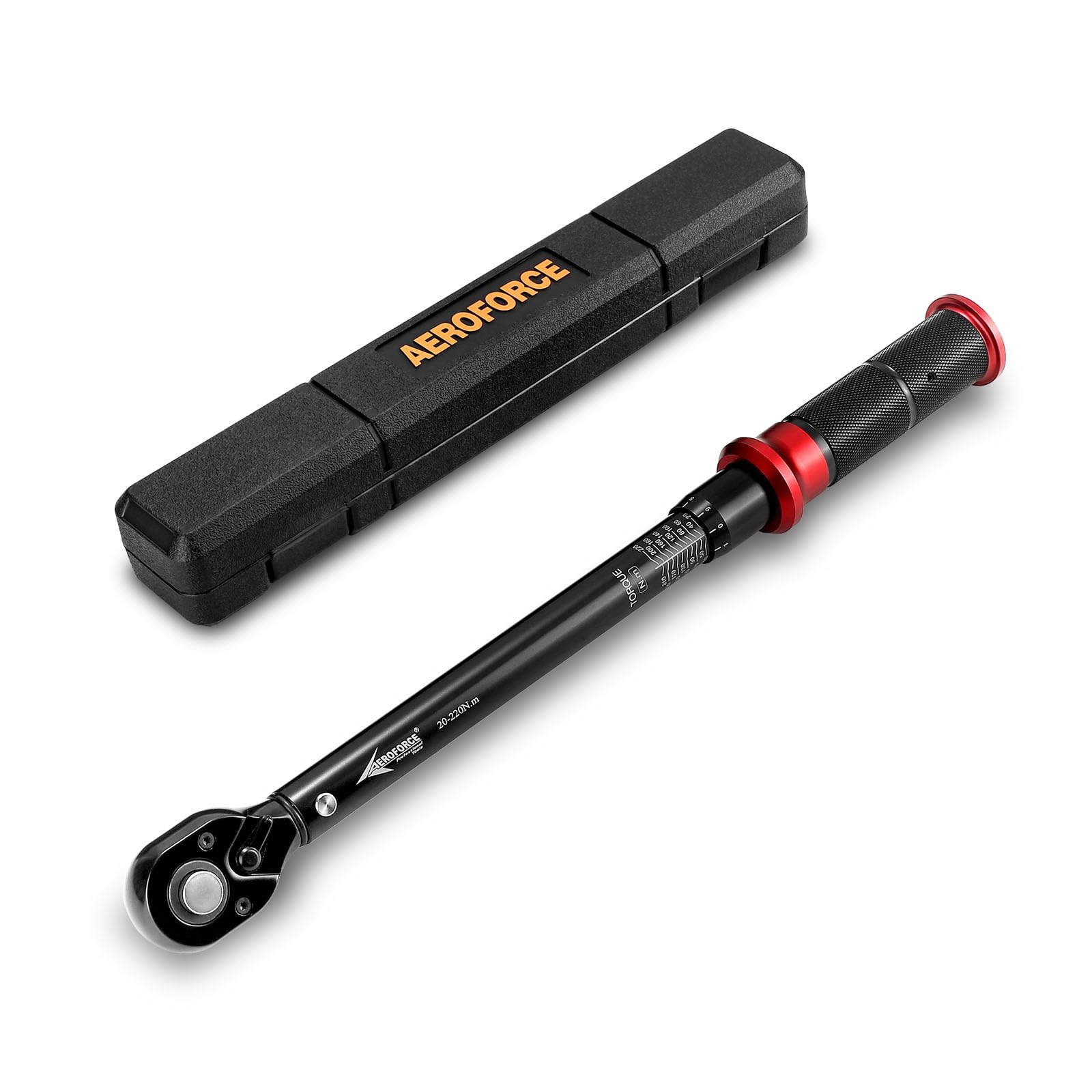 AEROFORCE Chiave Dinamometrica 1/2", Alta Precisione ±3%, 20-220NM, Chiave Dinamometrica con Scatola di Immagazzinaggio Per Auto Moto Riparatori
