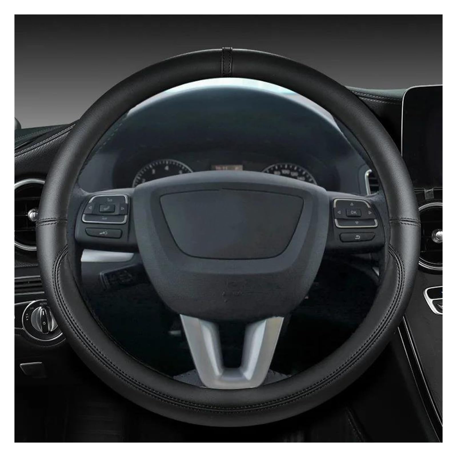 Volantes Protector Cuero PU para Volante Coche, para Seat para Leon 5F, para Mk3 2013-2021, para Ibiza 6J, para Tarraco Funda Volante(Black O)
