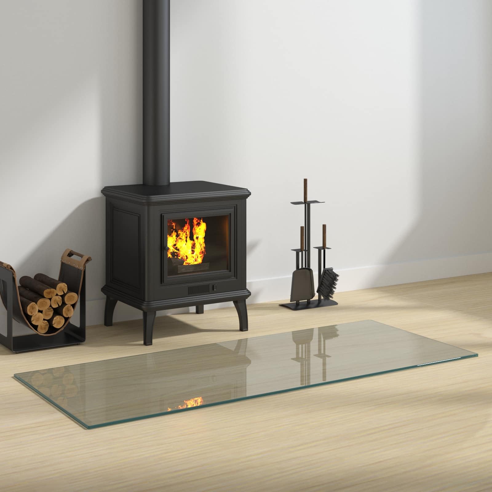 Kamin Bodenplatte 120 x 50 cm aus gehärtetem Glas - Funkenschutzplatte für Ofen und Kaminofen - Hitzebeständig bis 200 ℃