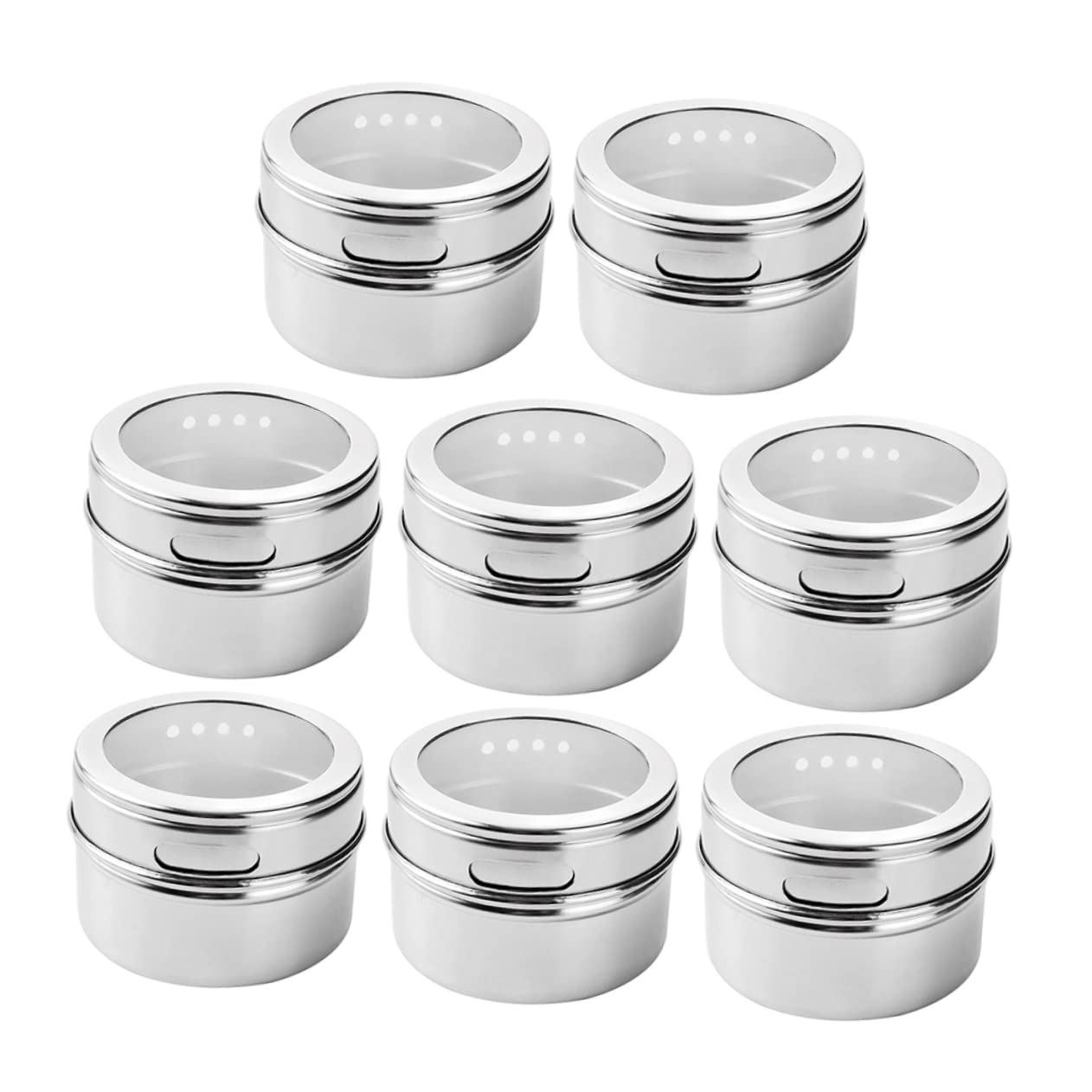 OUNONA Edelstahl Magnetisches Gewürzglas mit Transparentem Deckel 8 Stück