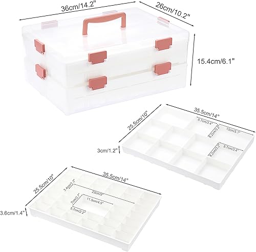Miniatura 3 de BTSKY Caja de almacenamiento divisoria transparente de 2 capas con 1 tapa, 4 niveles de plástico para accesorios de plástico, caja organizadora con