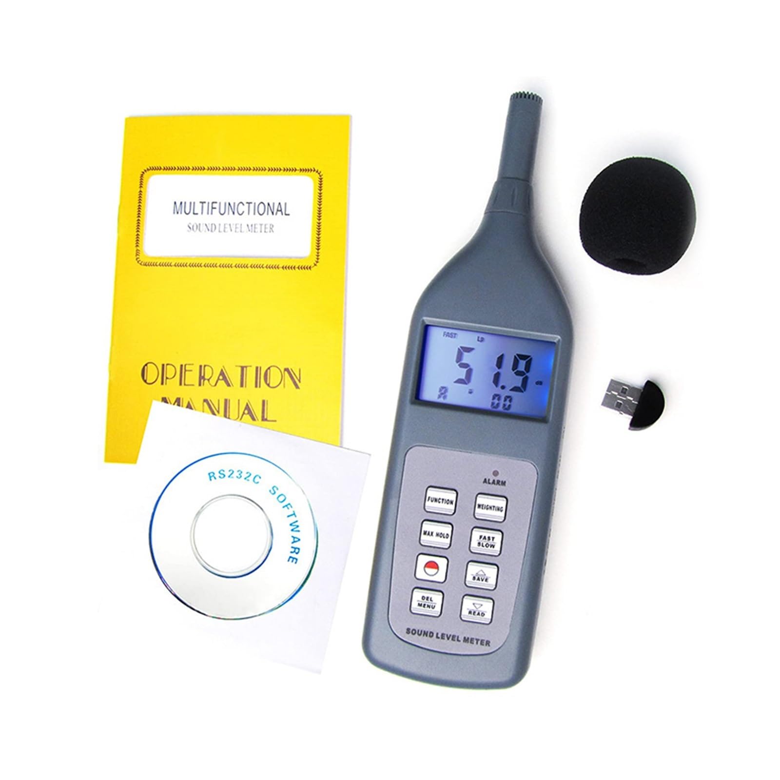 Sonómetro digital de 30dB a 130dB con función opcional Lp, alarma Leq ajustable(With Bluetooth)