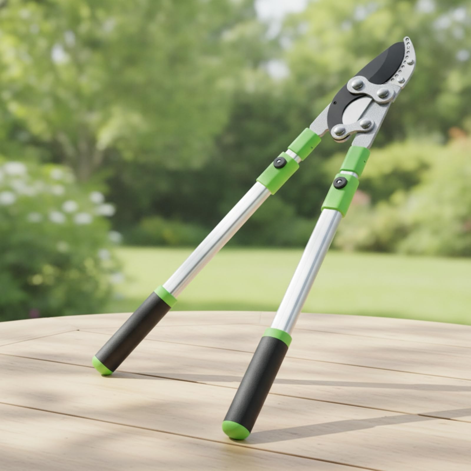 Troncarami Telescopico Robusto Troncarami con Manici Telescopici Allungabile Forbici da Potatura con Manico Lungo per Giardinieri, Black Green