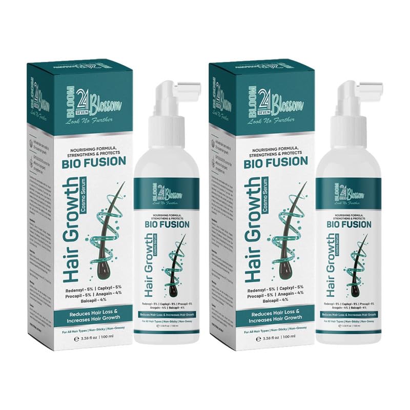 Bloom 24 Seven Blossom Bio Fusion Hair Care Serum – Nourishing Scalp & Hair Serum with Natural Extracts for Soft, Manageable Hair, Lightweight & Non-Sticky Formula | 100 ml x Pack of 2