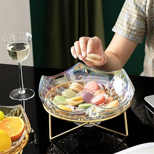 Miniatura 3 de ZHUHW - Tazón europeo de vidrio para frutas platos de postre ensalada plato de aperitivos bandeja de comedor bandeja organizadora para tartas color