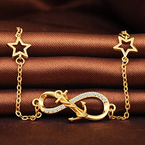 MicLee Woman's girl's Bracelet, 925 Sterling Silver bracelet, Anchor and infinity symbol bracelet, with mini hollow star - Image 4