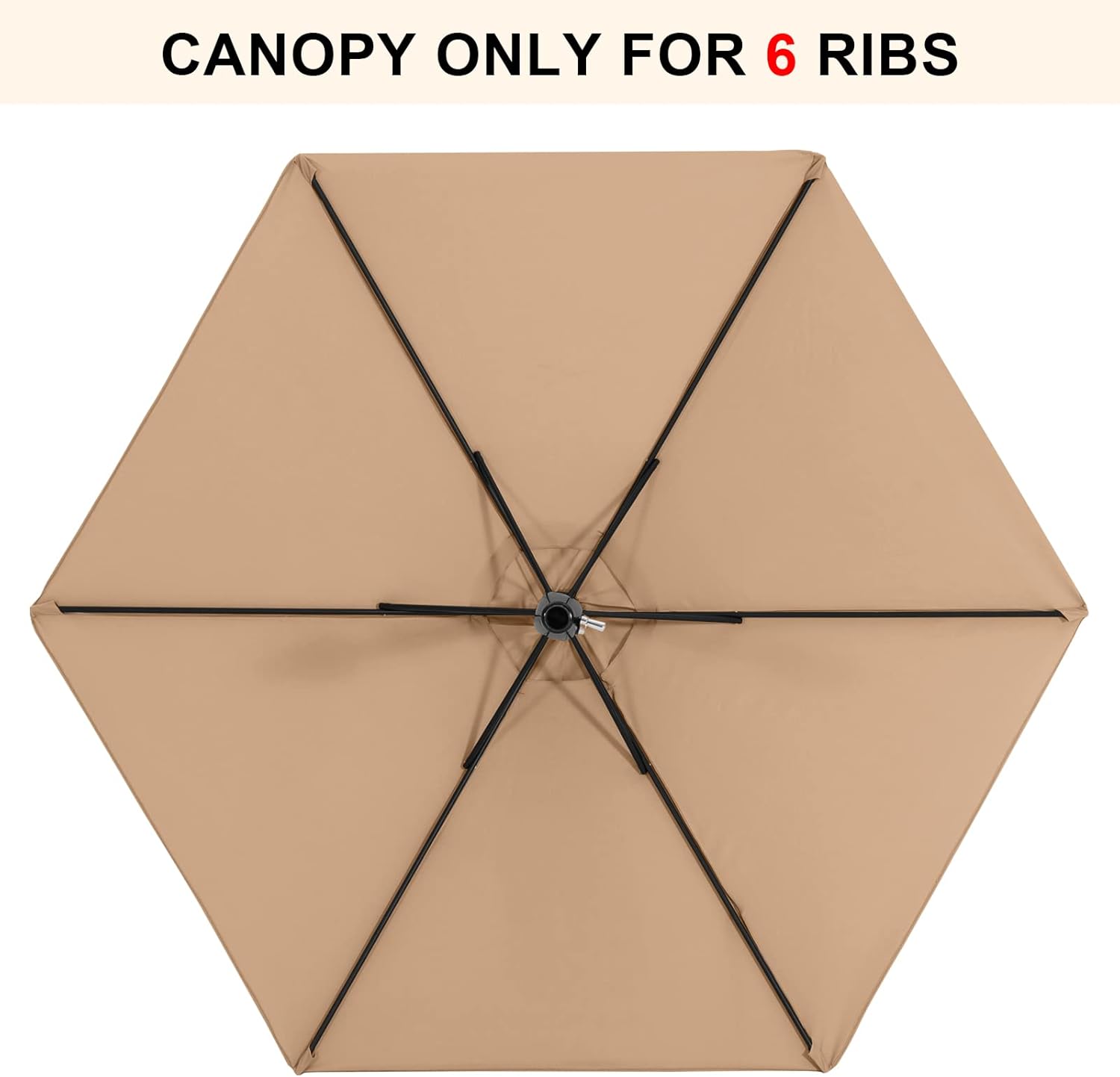 MASTERCANOPY Patio Umbrella 9 ft Replacement Canopy for 6 Ribs-Beige Canopy Only