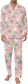 Beautiful pattern cockatiel Men's Pajamas Set Long Sleeve Shirt Pants Sleepwear Loungewear S