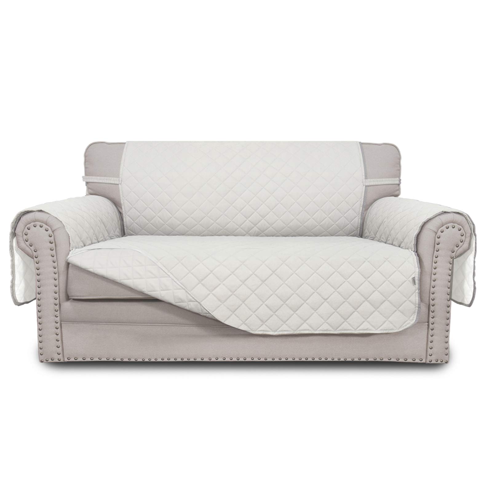 Easy-Going Reversible Loveseat Couch Cover for 2 Cushion Couch Sofa Cover for Dogs Water Resistant Furniture Protector with Foam Sticks Elastic Straps