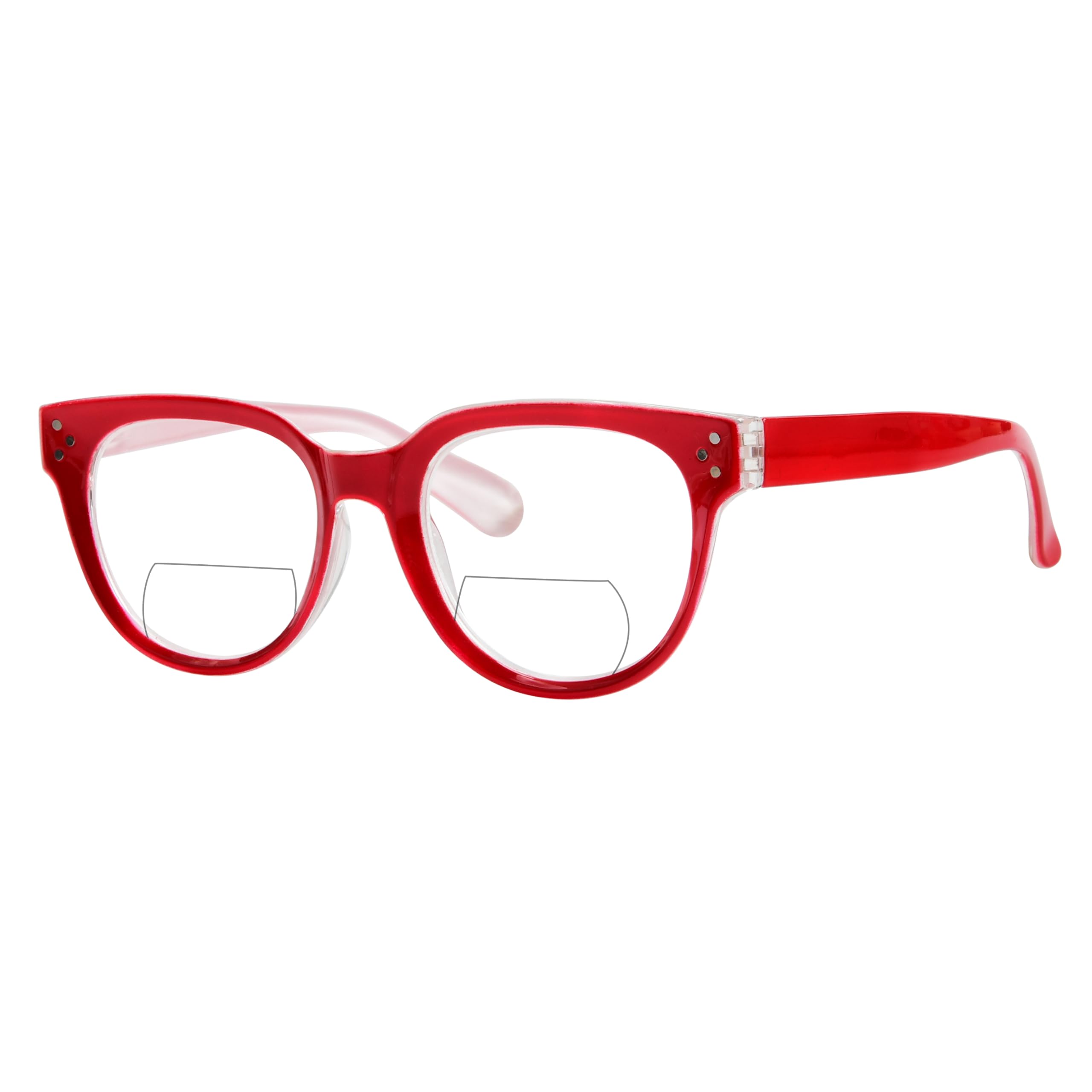 Eyekepper Bifocal Reading Glasses Women Stylish Bifocal Readers Clear Lens - Red +1.00, Red/Clear Lens