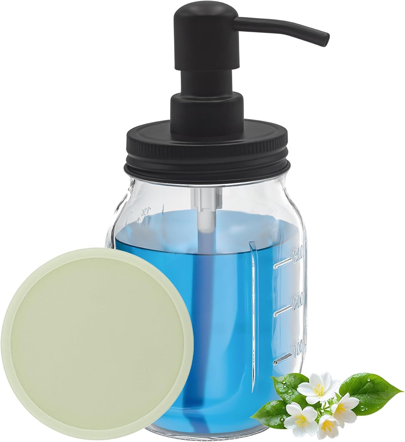 Mason Jar Soap Dispenser with Luminous Coaster 16oz Liquid Pump