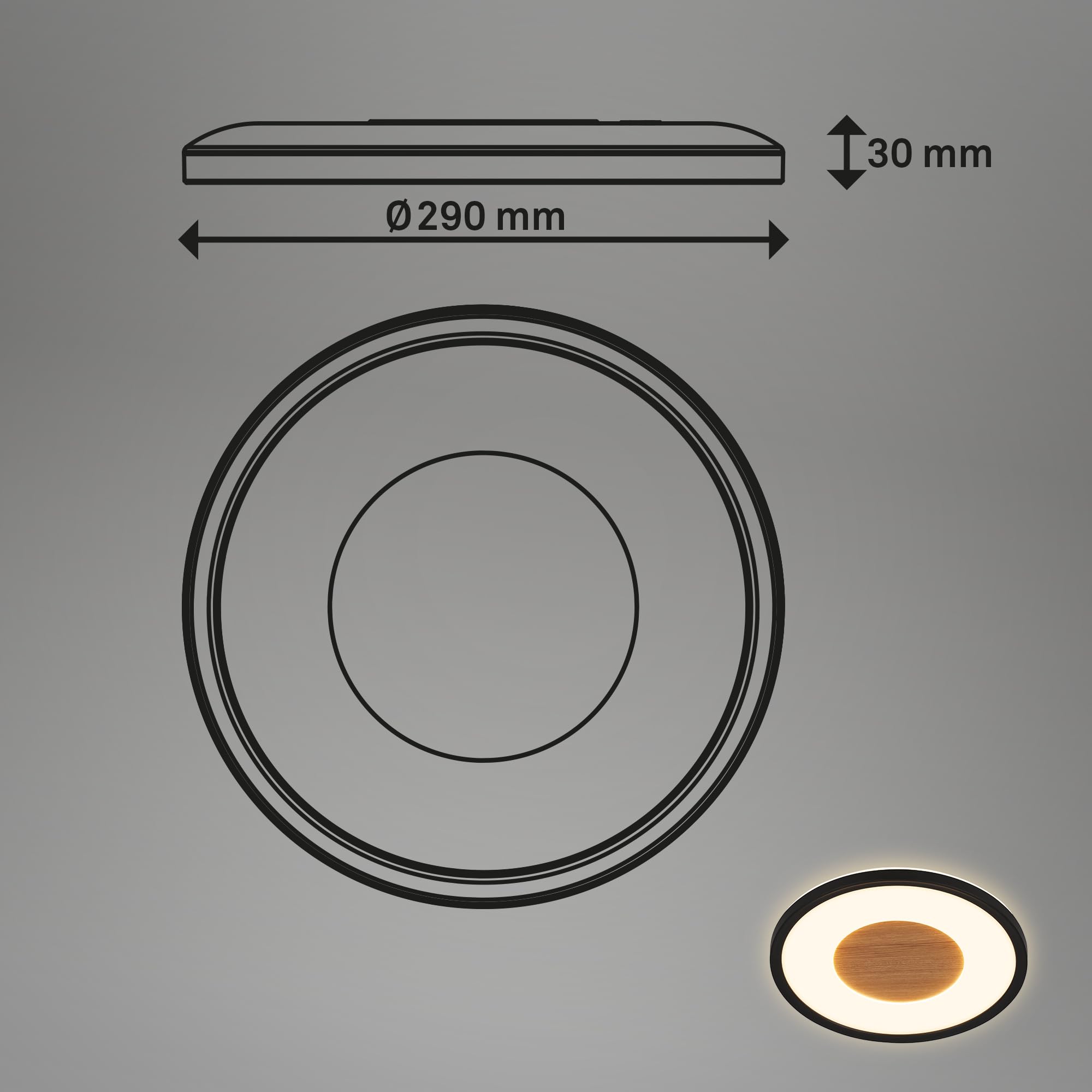 LED plafondlamp Solstar hoekig met houtdecor