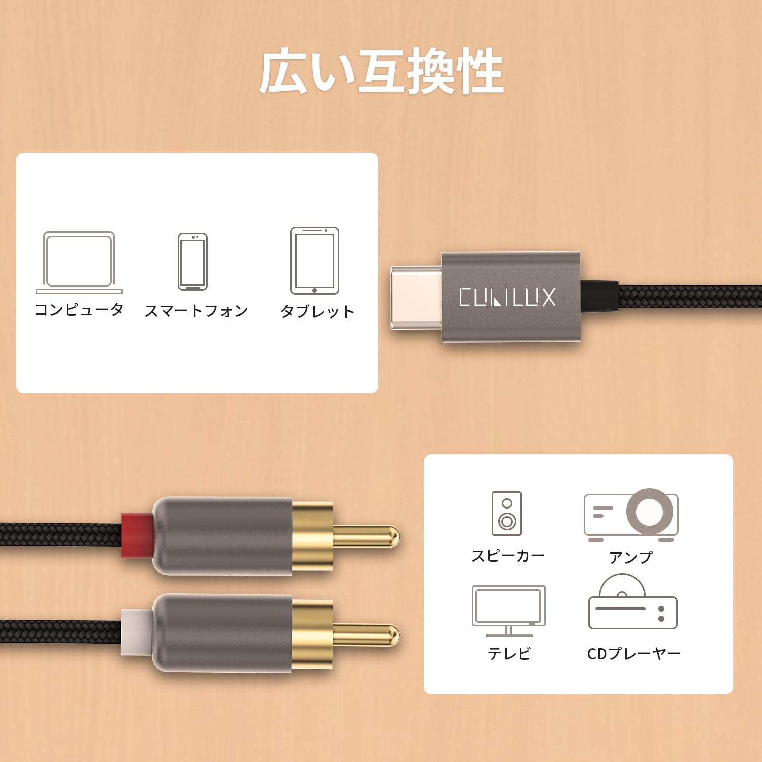 Amazon | Cubilux USB C to RCA オーディオケーブル 192kHz/24bit DAC