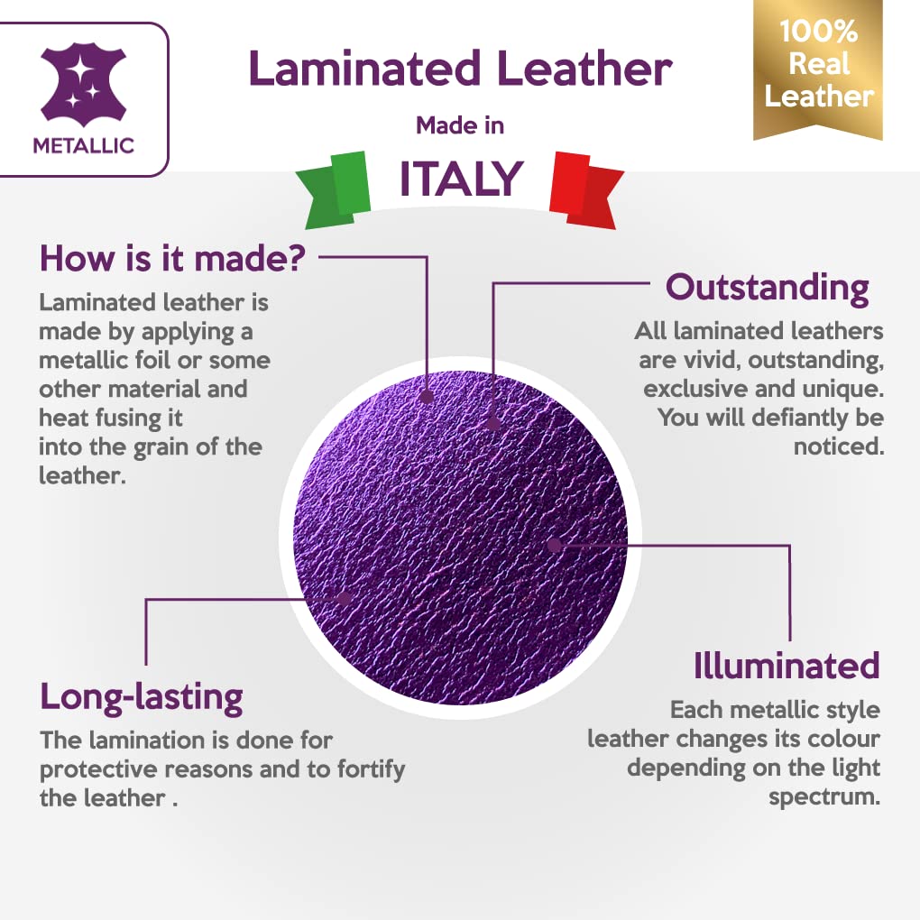 Vera pelle viola metallizzata Materiale: vera pelle di agnello scura lucida per cucito, artigianato e creazione di gioielli (viola viola, 30 x 60 cm)