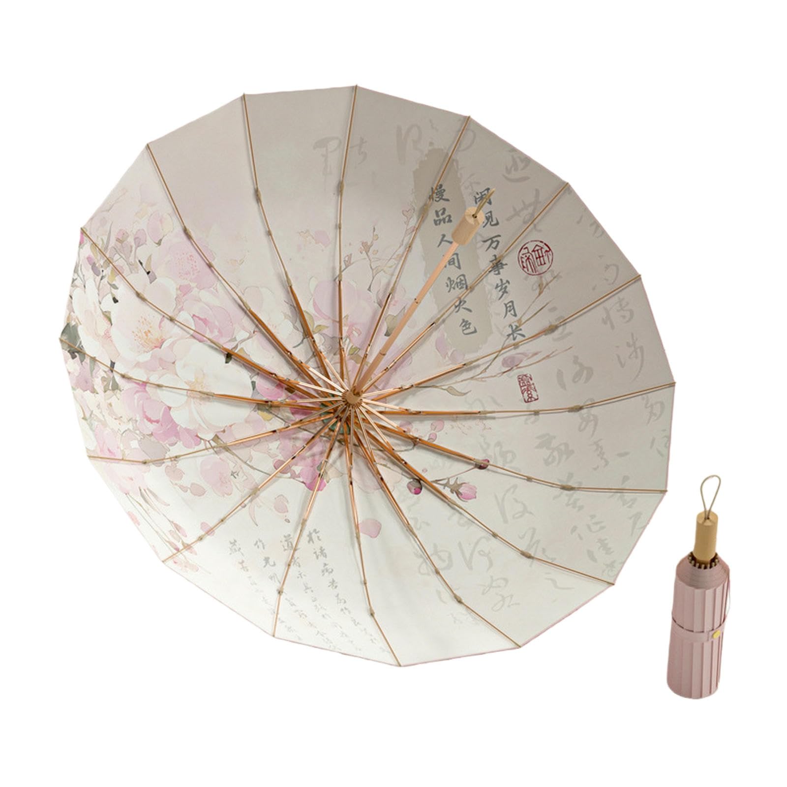 Ombrello Pieghevole Ombrellone Parasole In Stile Retrò Con Telaio Lega Di Alluminio Colorato A Tre Pieghe E 16 Coste Ombrelli Umbrella