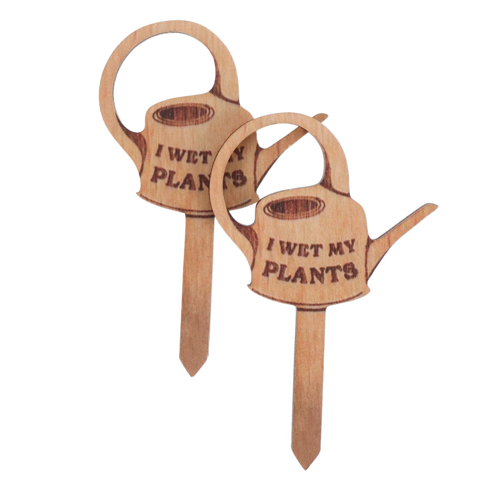VICASKY 2Pcs Mini Wooden Plant Markers Charming Watering Can Stakes for DIY Garden Art and Home Decoration for Small Spaces and Creative Plant Displays