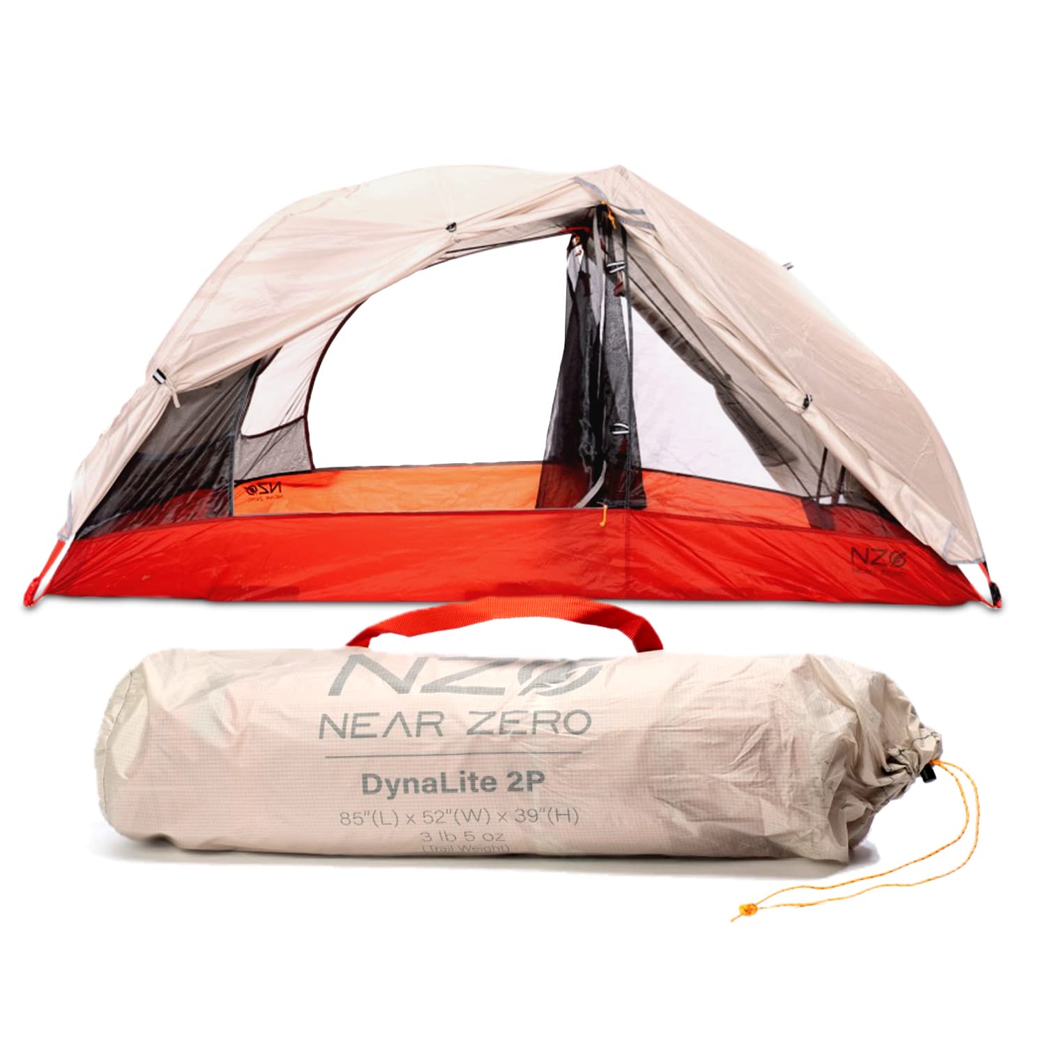 Buy Near Zero 2 Person Ultralight Tent, 2 Door, 20D Ripstop Sealed Nylon, Freestanding, Rainfly
