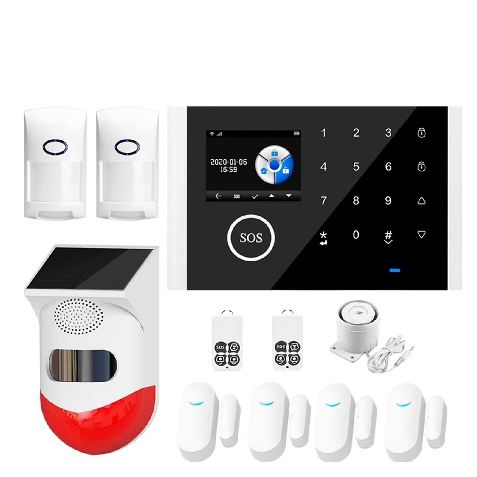 Tuya, alarmas de Seguridad for el hogar, Kit, Alarma for, Sensor Puerta, Timbre inalámbrico/Alarma for, Control aplicación gsm(Set Green A)
