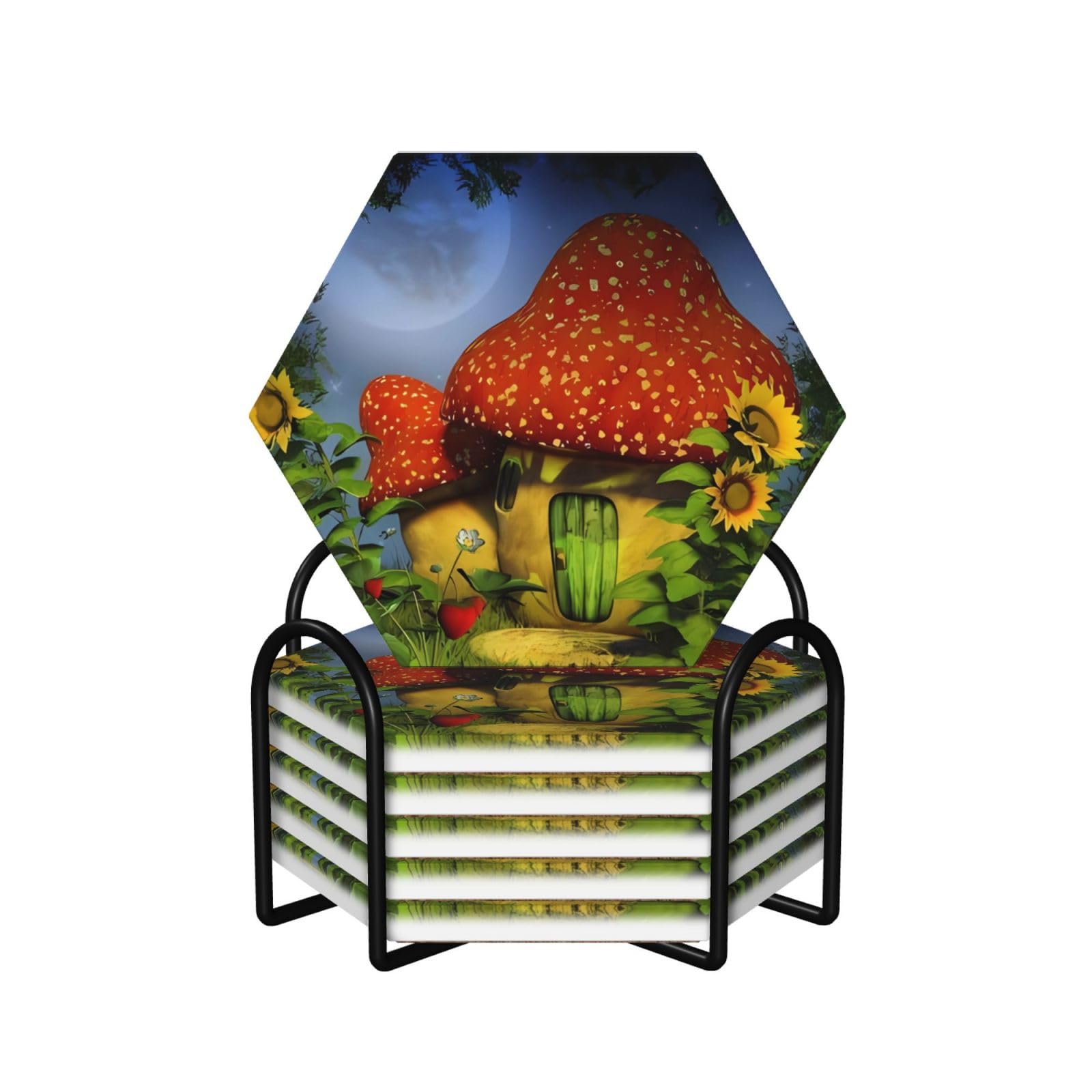 Dessous de verre champignon absorbant pour éviter les taches d'eau sur vos meubles