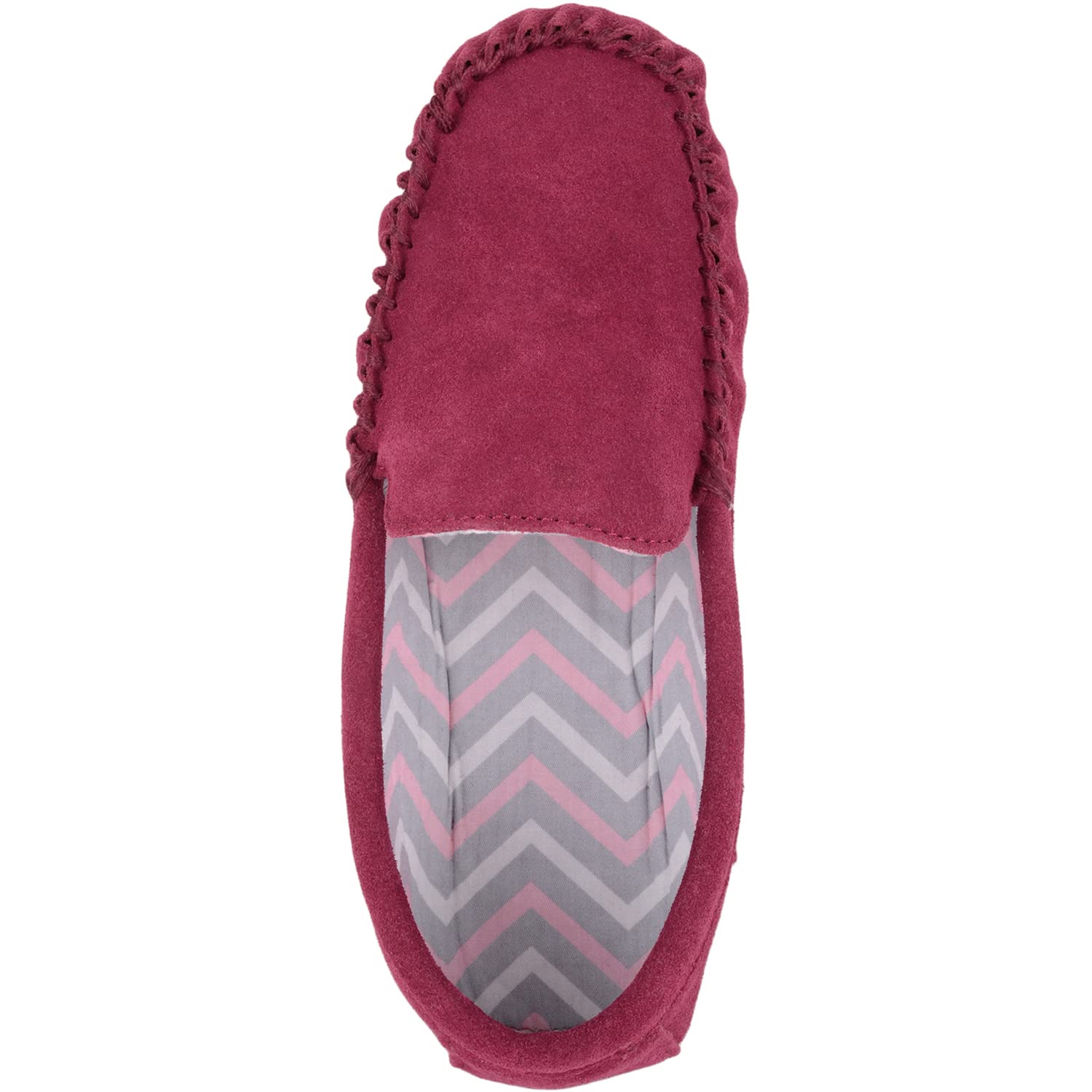 Pantuflas tipo mocasín de gamuza con forro de tela para mujer con suela dura