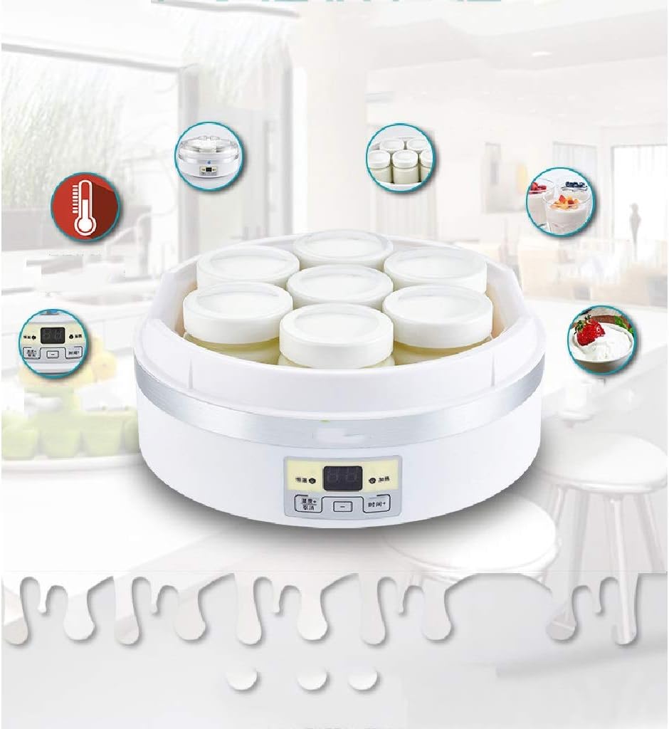 Multi-Functional Yogurt Maker - Automatic Digital Yogurt Maker with 4 Ceramic Cups, Stainless Steel Design for Home Use